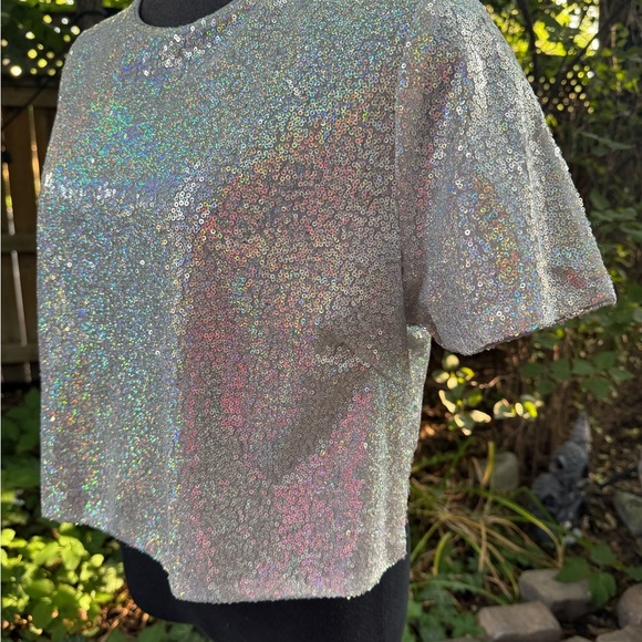 Honey Maddy Silver Sequin Women's Top. Size M. New with tags. - Picture 6 of 8